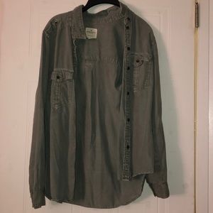 Olive Green Button Up Top